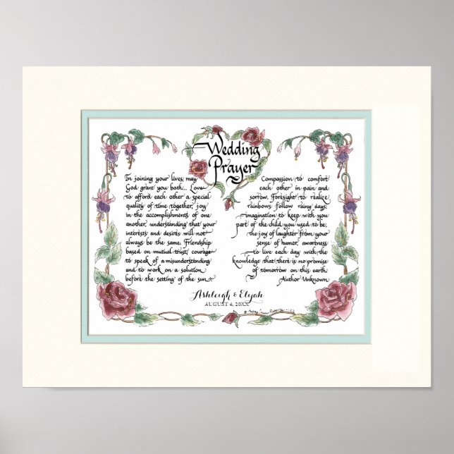11 x 14 Wedding Prayer, Anniversary Calligraphy Poster (Front)