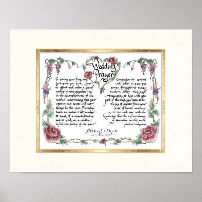 11 x 14 Wedding Prayer, Anniversary Calligraphy Poster (Front)