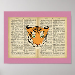 11" x 8.5", Poster(Tiger and Text Vintage Designs) Poster