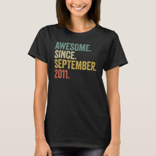 11 Year Old 11th Bday Boy Awesome Since September T-Shirt
