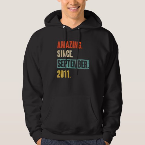 11 Year Old 11th Birthday Amazing Since September  Hoodie