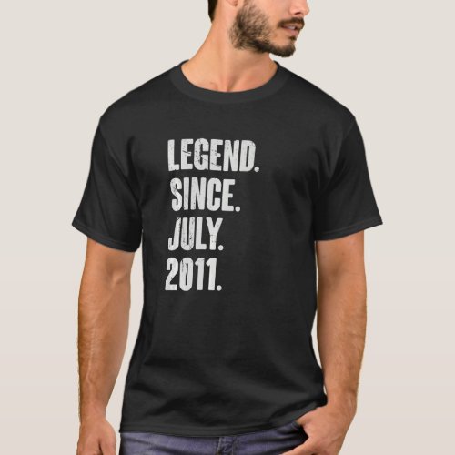 11 Year Old  11th Birthday  Legend Since July 2011 T_Shirt