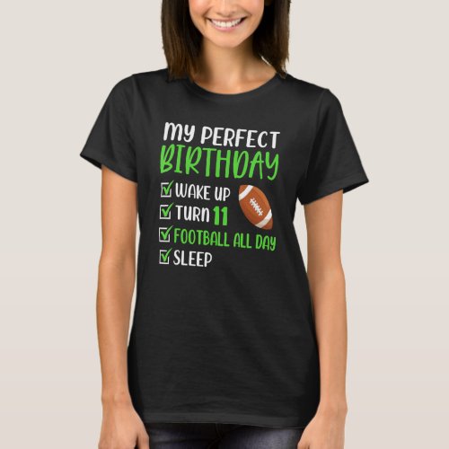 11 Year Old American Football Birthday Party 11th  T_Shirt