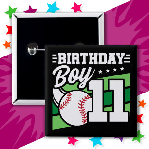 11 Year Old Baseball Party Theme 11th Birthday Boy Button