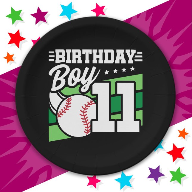 11 Year Old Baseball Party Theme 11th Birthday Boy Paper Plates (Creator Uploaded)