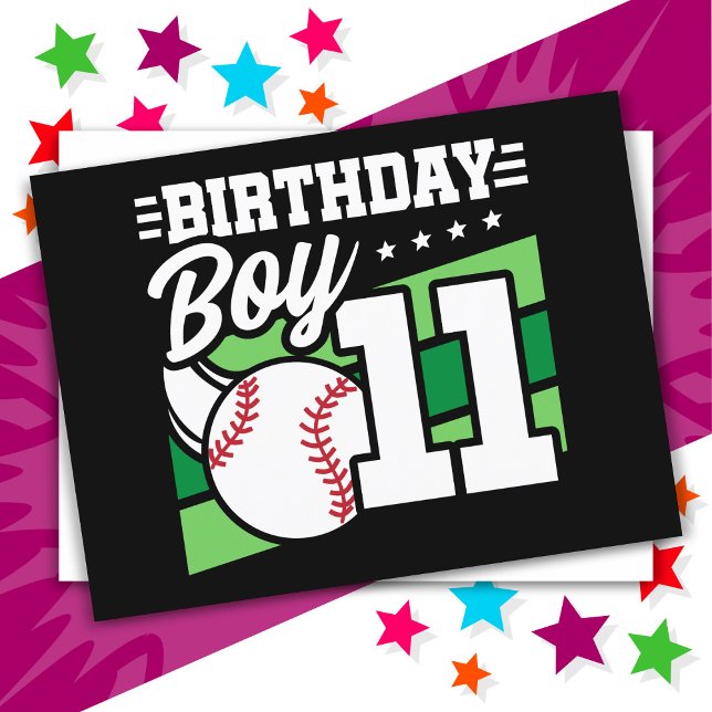 11 Year Old Baseball Party Theme 11th Birthday Boy Postcard (Creator Uploaded)