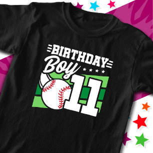 11 Year Old Baseball Party Theme 11th Birthday Boy T-Shirt