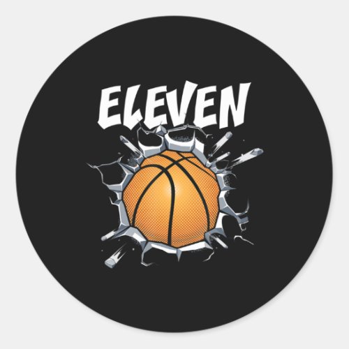 11 Year Old Basketball Birthday Party 11th Boy Classic Round Sticker