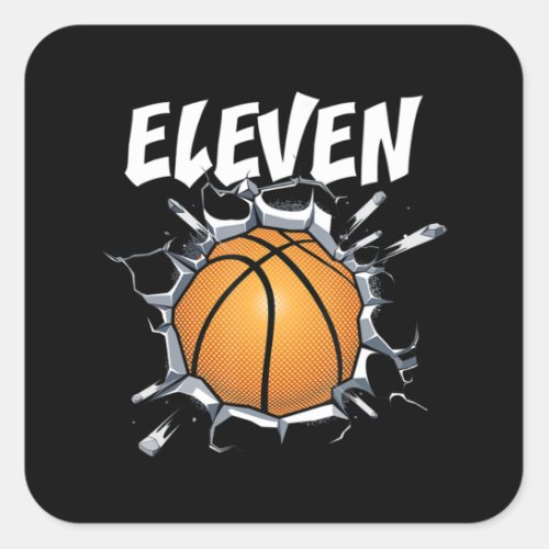 11 Year Old Basketball Birthday Party 11th Boy Square Sticker