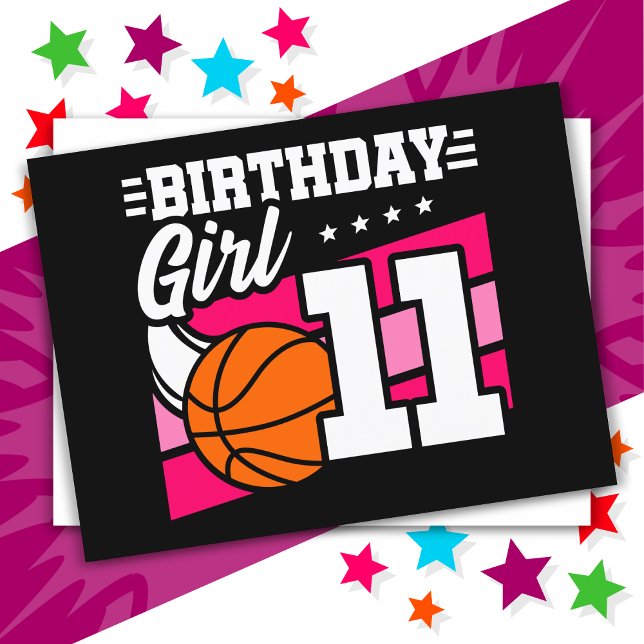 11 Year Old Basketball Party 11th Birthday Girl Postcard (Creator Uploaded)