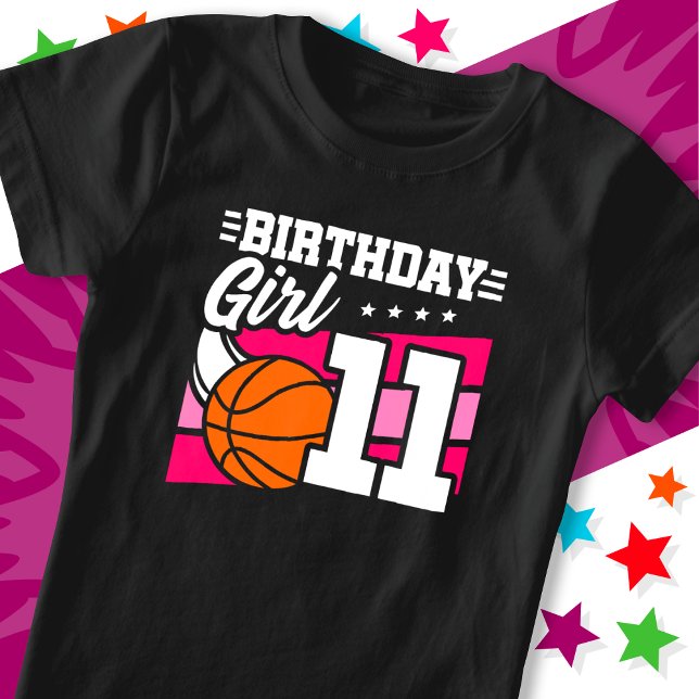 11 Year Old Basketball Party 11th Birthday Girl T-Shirt (Creator Uploaded)