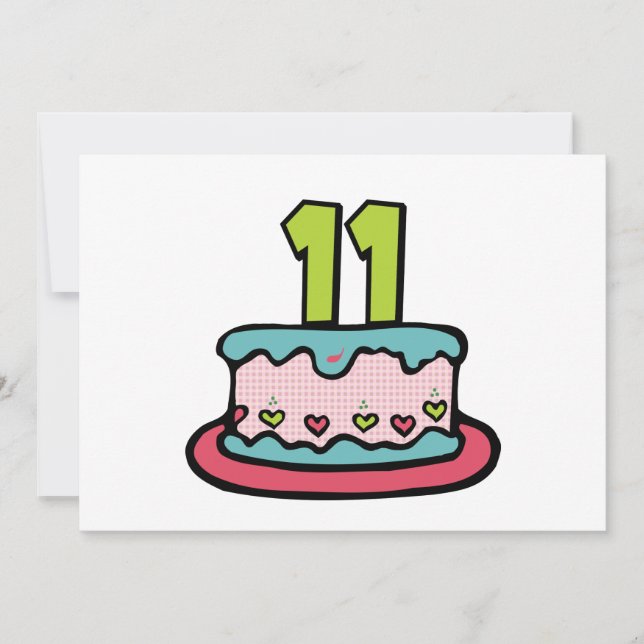 11 Year Old Birthday Cake Card (Front)