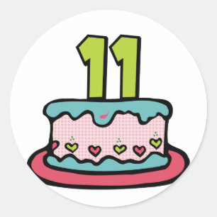 11 Year Old Birthday Cake Classic Round Sticker