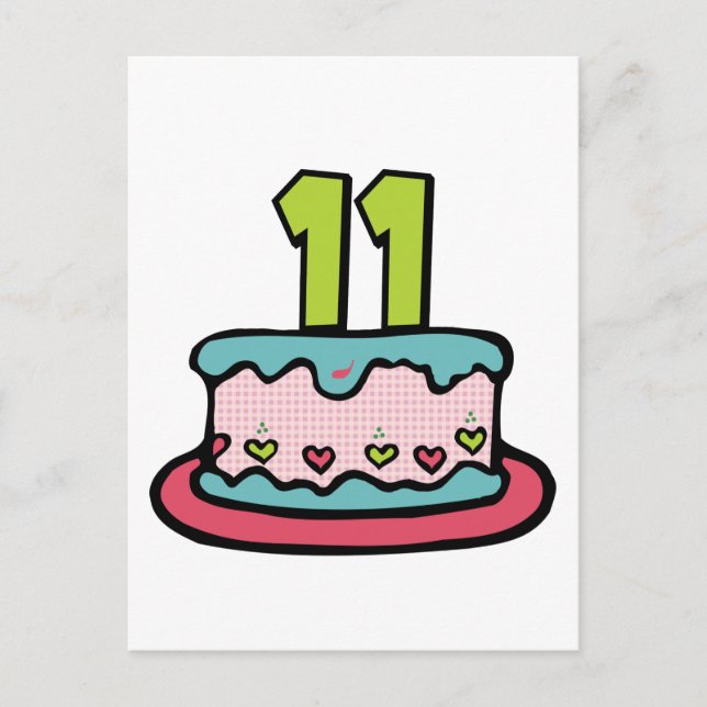11 Year Old Birthday Cake Postcard (Front)