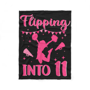 11 Year Old Birthday Cheerleading Girl 11th Cheerl Fleece Blanket