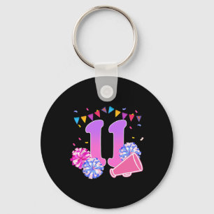 11 Year Old Birthday Cheerleading Girl 11th Party Keychain