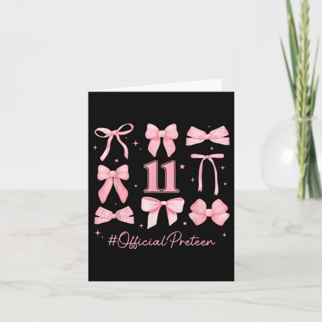 11 Year Old Birthday Girl 11th Birthday Coquette B Card (Front)