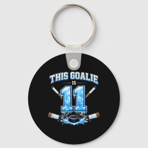 11 Year Old Birthday Ice Hockey Goalie Keychain
