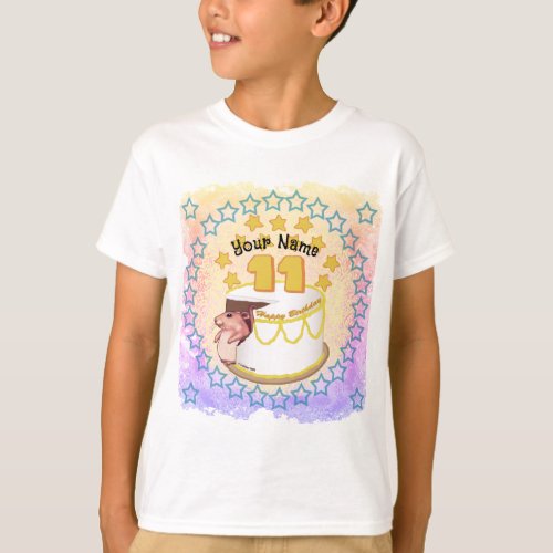 11 year old Birthday Mouse custom name t_shirt