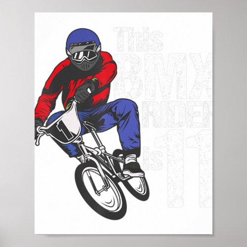 11 Year Old BMX Birthday Party Boys Dirt Bike Race Poster