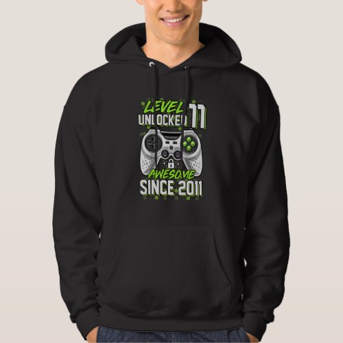 11 Year Old Boy Level 11 Unlocked Awesome 2011 11t Hoodie