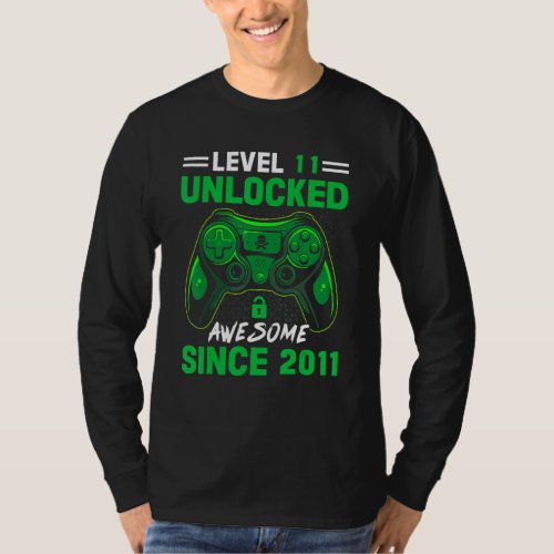 11 Year Old Boy Level 11 Unlocked Awesome 2011 11t T_Shirt