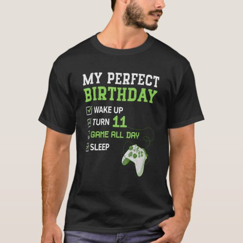 11 Year Old Boys 11th Perfect Birthday Gaming Vide T_Shirt