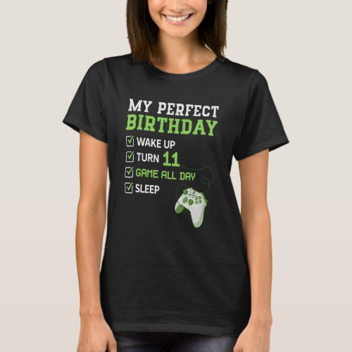 11 Year Old Boys 11th Perfect Birthday Gaming Vide T_Shirt