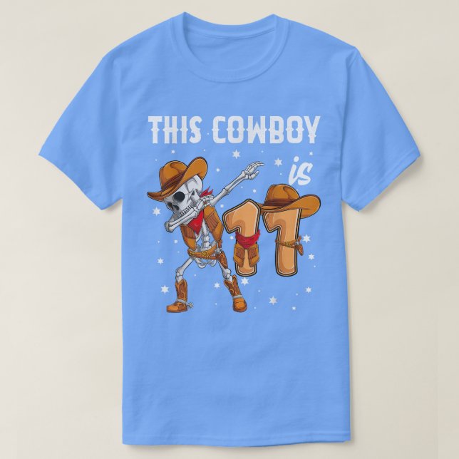 11 year old Cowboy Western Dabbing Skeleton 11th b T-Shirt (Design Front)