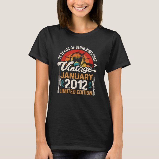11 Year Old Deer Hunting Hunters January 2012 11th T-Shirt (Front)
