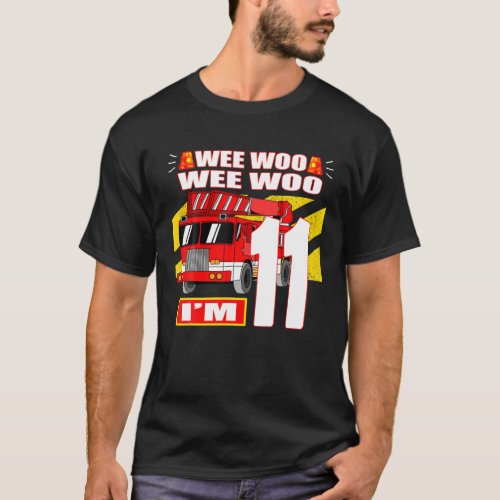 11 Year Old Fire Truck Birthday T_Shirt