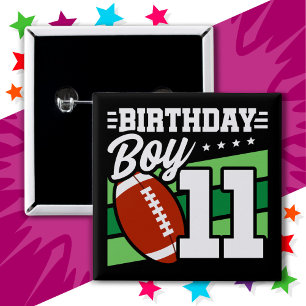 11 Year Old Football Party Theme 11th Birthday Boy Button