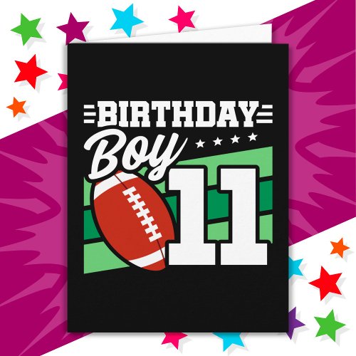 11 Year Old Football Party Theme 11th Birthday Boy Card