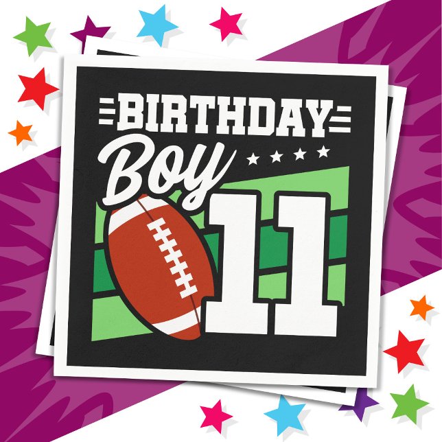 11 Year Old Football Party Theme 11th Birthday Boy Napkins (Creator Uploaded)