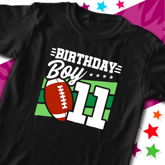 11 Year Old Football Party Theme 11th Birthday Boy T-Shirt (Creator Uploaded)