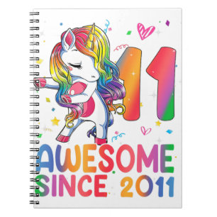 11 Year Old Gifts Girls Teens Dabbing Unicorn 11th Notebook