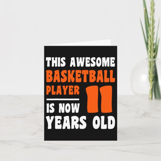 11 Year Old Happy 11th Birthday Bysketbyll 11th Bi Card (Front)