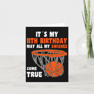 11 Year Old Happy 11th Birthday Bysketbyll 11th Bi Card