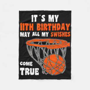 11 Year Old Happy 11th Birthday Bysketbyll 11th Bi Fleece Blanket