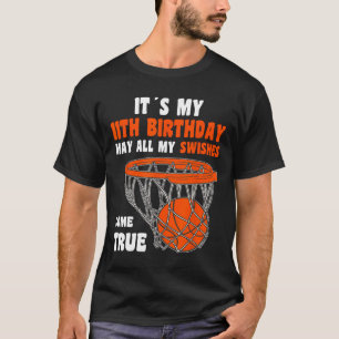 11 Year Old Happy 11th Birthday Bysketbyll 11th Bi T-Shirt
