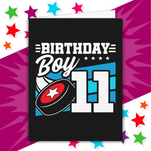 11 Year Old Hockey Party Theme 11th Birthday Boy Card