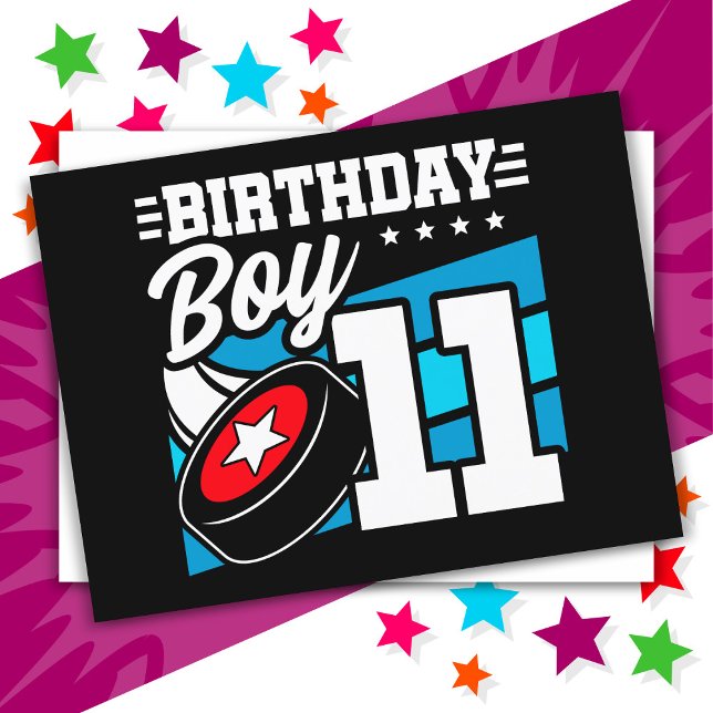 11 Year Old Hockey Party Theme 11th Birthday Boy Postcard (Creator Uploaded)