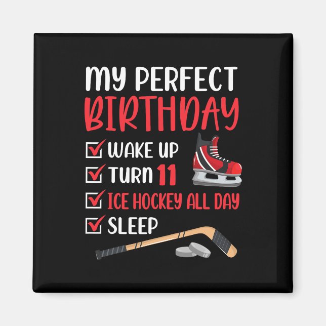 11 Year Old Ice Hockey Birthday Party 11th Boy Bda Magnet (Front)