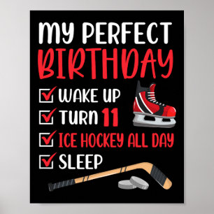 11 Year Old Ice Hockey Birthday Party 11th Boy Bda Poster