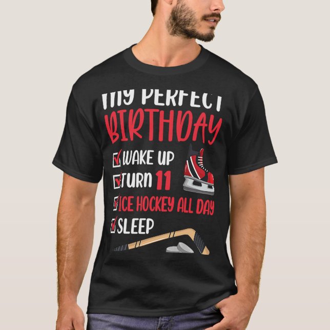 11 Year Old Ice Hockey Birthday Party 11th Boy Bda T-Shirt (Front)
