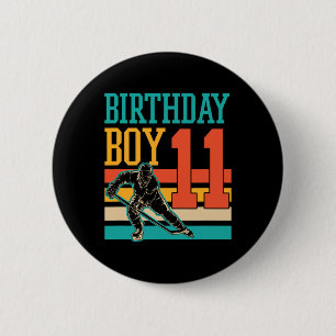 11 Year Old Ice Hockey Themed 11th Birthday Party Button