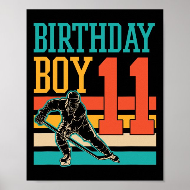 11 Year Old Ice Hockey Themed 11th Birthday Party  Poster (Front)