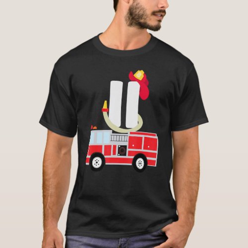 11 Year Old Its My 11th Birthday Boy Fire Truck F T_Shirt