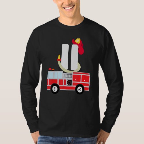 11 Year Old Its My 11th Birthday Boy Fire Truck F T_Shirt