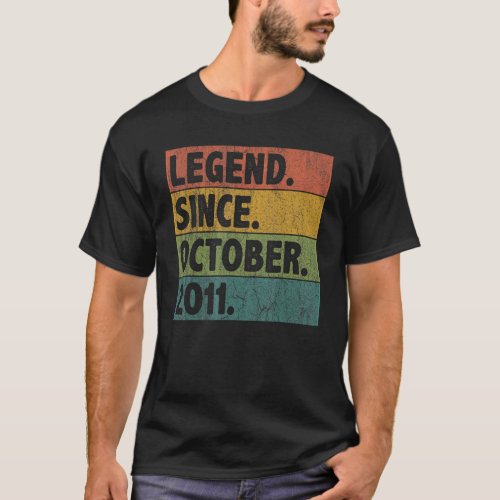 11 Year Old  Legend Since October 2011 11th Birthd T_Shirt